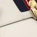 GUCCI Silvi Sherry Line Bag Leather 2way Red Gold Navy 421882 Auth ka4661M-15