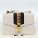 GUCCI Silvi Sherry Line Bag Leather 2way Red Gold Navy 421882 Auth ka4661M-25