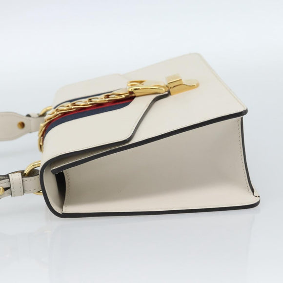 GUCCI Silvi Sherry Line Bag Leather 2way Red Gold Navy 421882 Auth ka4661M