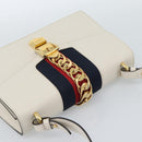 GUCCI Silvi Sherry Line Bag Leather 2way Red Gold Navy 421882 Auth ka4661M-6