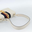 GUCCI Silvi Sherry Line Bag Leather 2way Red Gold Navy 421882 Auth ka4661M-7