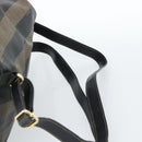 FENDI Pecan Canvas Backpack PVC Black Brown gold Auth ka4662-15