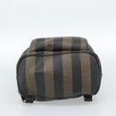 FENDI Pecan Canvas Backpack PVC Black Brown gold Auth ka4662-5