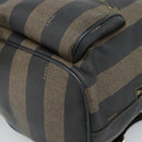 FENDI Pecan Canvas Backpack PVC Black Brown gold Auth ka4662-16