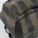 FENDI Pecan Canvas Backpack PVC Black Brown gold Auth ka4662-17