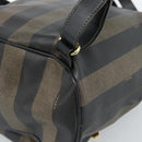 FENDI Pecan Canvas Backpack PVC Black Brown gold Auth ka4662-18