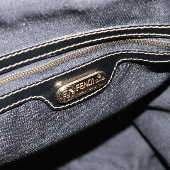 FENDI Pecan Canvas Backpack PVC Black Brown gold Auth ka4662
