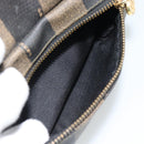 FENDI Pecan Canvas Backpack PVC Black Brown gold Auth ka4662-23