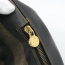 FENDI Pecan Canvas Backpack PVC Black Brown gold Auth ka4662-9