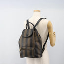 FENDI Pecan Canvas Backpack PVC Black Brown gold Auth ka4662-24