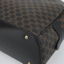 CELINE Macadam Canvas Hand Bag PVC Leather Black Gold Auth ka4663A-10