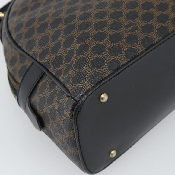 CELINE Macadam Canvas Hand Bag PVC Leather Black Gold Auth ka4663A