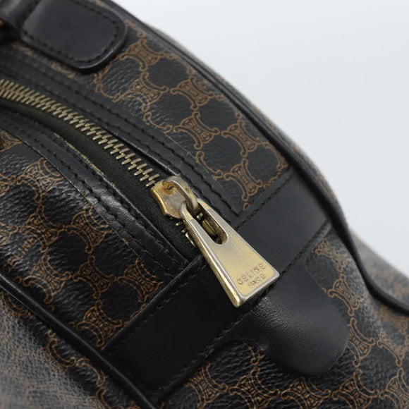 CELINE Macadam Canvas Hand Bag PVC Leather Black Gold Auth ka4663A
