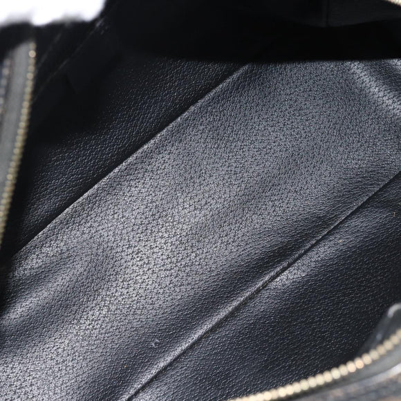 CELINE Macadam Canvas Hand Bag PVC Leather Black Gold Auth ka4663A