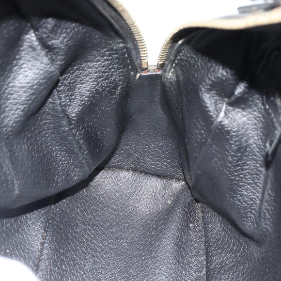 CELINE Macadam Canvas Hand Bag PVC Leather Black Gold Auth ka4663A