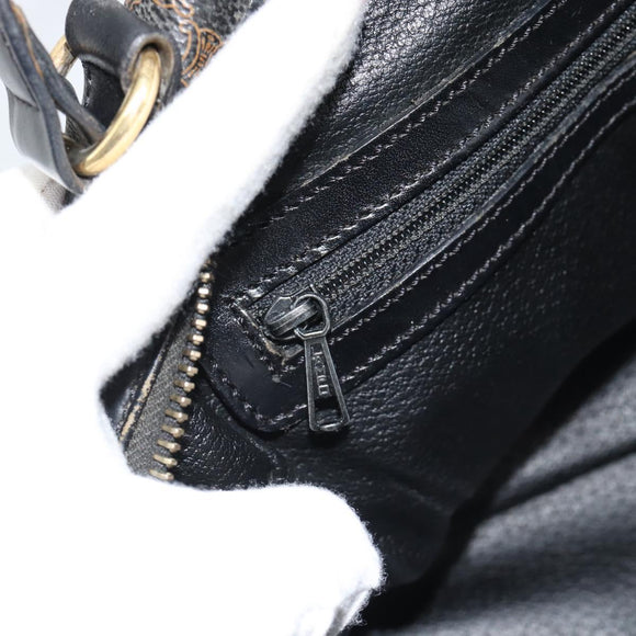 CELINE Macadam Canvas Hand Bag PVC Leather Black Gold Auth ka4663A
