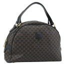 CELINE Macadam Canvas Hand Bag PVC Leather Black Gold Auth ka4663A-1