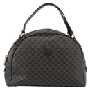 CELINE Macadam Canvas Hand Bag PVC Leather Black Gold Auth ka4663A-2