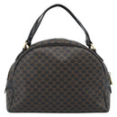 CELINE Macadam Canvas Hand Bag PVC Leather Black Gold Auth ka4663A-3