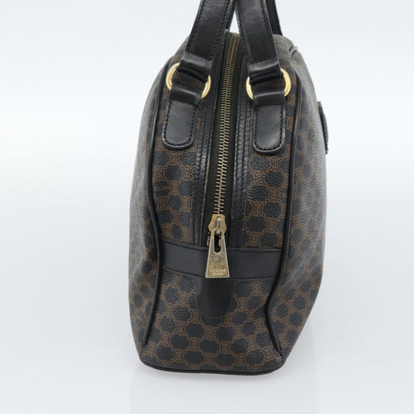 CELINE Macadam Canvas Hand Bag PVC Leather Black Gold Auth ka4663A