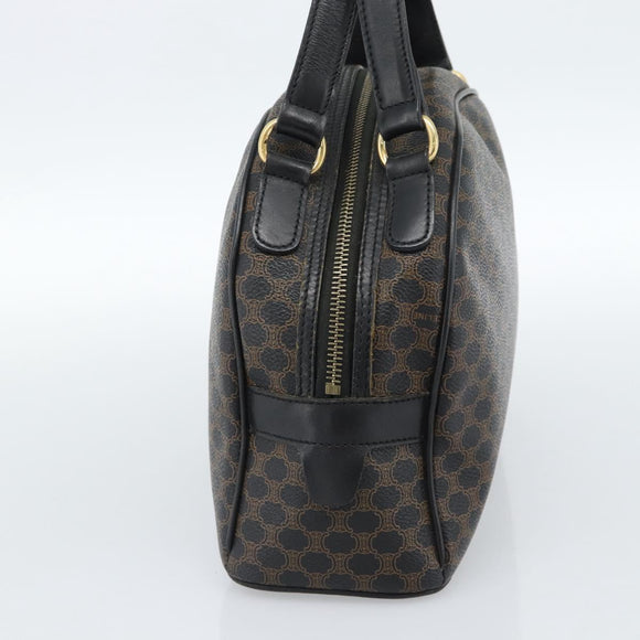 CELINE Macadam Canvas Hand Bag PVC Leather Black Gold Auth ka4663A