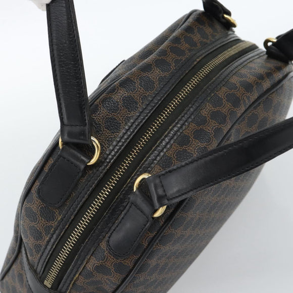 CELINE Macadam Canvas Hand Bag PVC Leather Black Gold Auth ka4663A