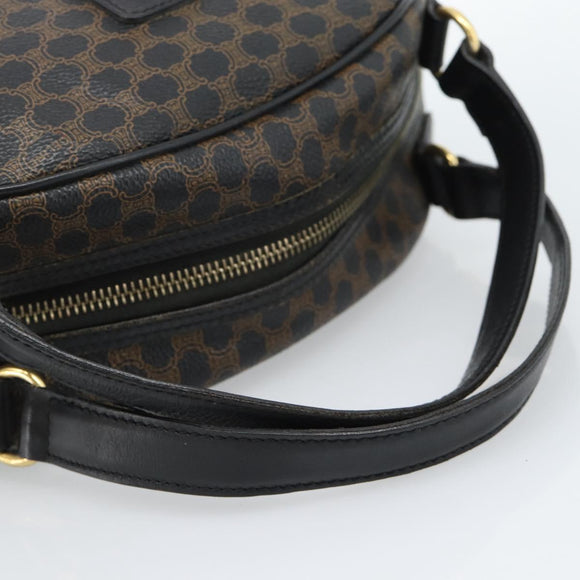 CELINE Macadam Canvas Hand Bag PVC Leather Black Gold Auth ka4663A