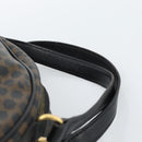 CELINE Macadam Canvas Hand Bag PVC Leather Black Gold Auth ka4663A-8