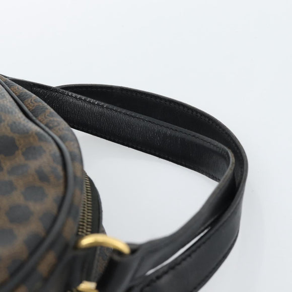 CELINE Macadam Canvas Hand Bag PVC Leather Black Gold Auth ka4663A