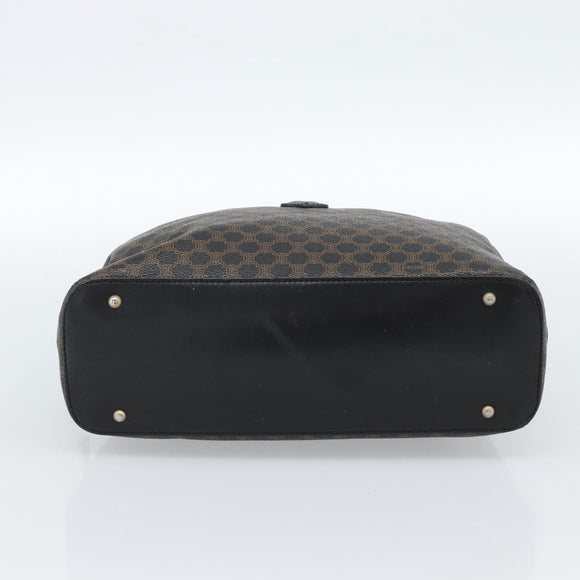 CELINE Macadam Canvas Hand Bag PVC Leather Black Gold Auth ka4663A