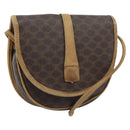 CELINE Macadam Canvas Shoulder Bag PVC Leather Brown Gold Auth ka4664-1