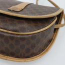 CELINE Macadam Canvas Shoulder Bag PVC Leather Brown Gold Auth ka4664-10