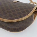 CELINE Macadam Canvas Shoulder Bag PVC Leather Brown Gold Auth ka4664-12