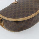 CELINE Macadam Canvas Shoulder Bag PVC Leather Brown Gold Auth ka4664-13