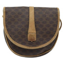 CELINE Macadam Canvas Shoulder Bag PVC Leather Brown Gold Auth ka4664-2