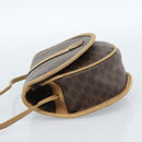 CELINE Macadam Canvas Shoulder Bag PVC Leather Brown Gold Auth ka4664-4