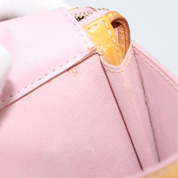 LOUIS VUITTON Monogram Vernis Motto Pouch Marshmallow Pink M91312 Auth ka4665