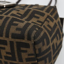 FENDI Zucca Canvas Hand Bag Brown Black Silver Auth ka4667A-14