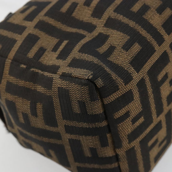 FENDI Zucca Canvas Hand Bag Brown Black Silver Auth ka4667A