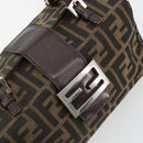 FENDI Zucca Canvas Hand Bag Brown Black Silver Auth ka4667A-18