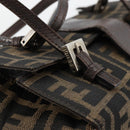 FENDI Zucca Canvas Hand Bag Brown Black Silver Auth ka4667A-9