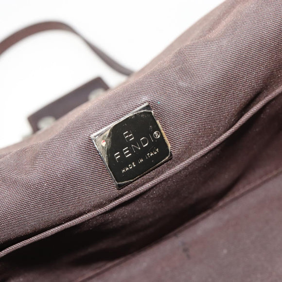 FENDI Zucca Canvas Hand Bag Brown Black Silver Auth ka4667A