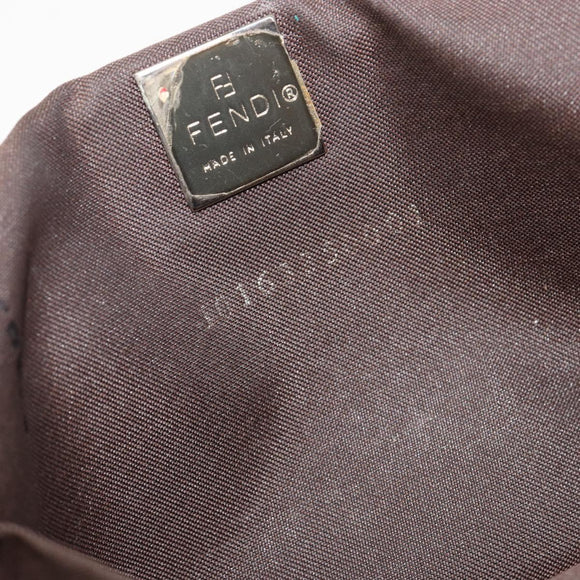 FENDI Zucca Canvas Hand Bag Brown Black Silver Auth ka4667A