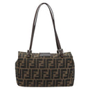 FENDI Zucca Canvas Hand Bag Brown Black Silver Auth ka4667A-2