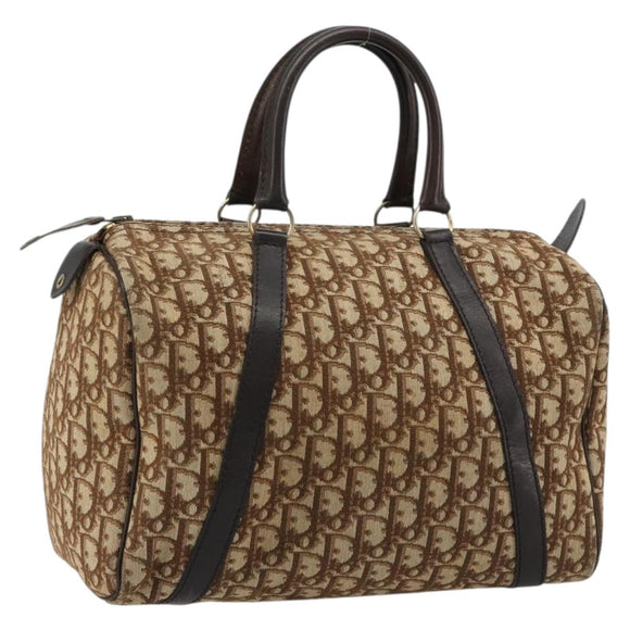 Christian Dior Trotter Canvas Hand Bag Brown Gold Auth ka4670