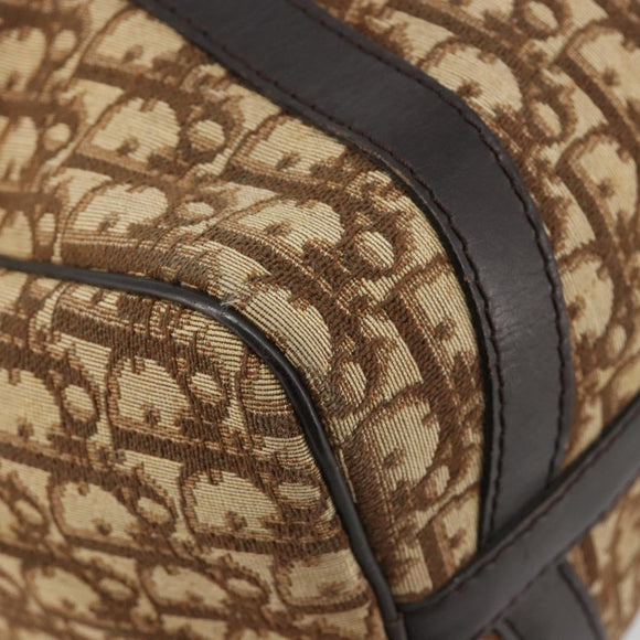 Christian Dior Trotter Canvas Hand Bag Brown Gold Auth ka4670