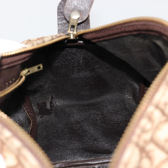 Christian Dior Trotter Canvas Hand Bag Brown Gold Auth ka4670