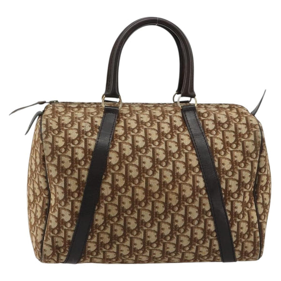 Christian Dior Trotter Canvas Hand Bag Brown Gold Auth ka4670