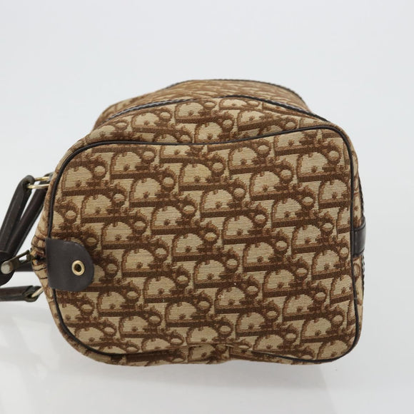 Christian Dior Trotter Canvas Hand Bag Brown Gold Auth ka4670