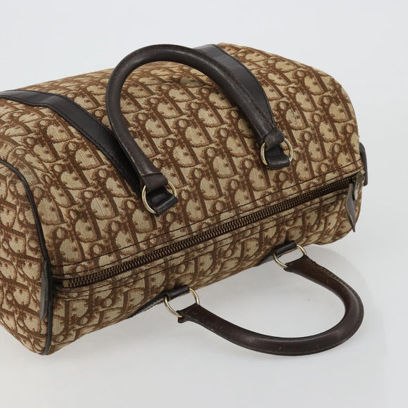 Christian Dior Trotter Canvas Hand Bag Brown Gold Auth ka4670